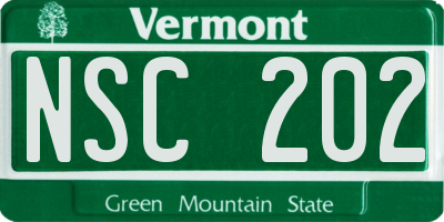 VT license plate NSC202