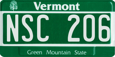 VT license plate NSC206