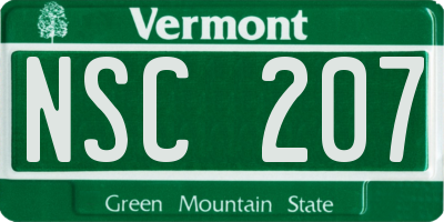 VT license plate NSC207