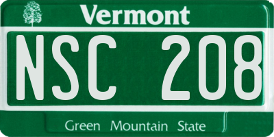 VT license plate NSC208