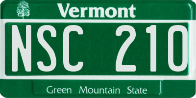 VT license plate NSC210
