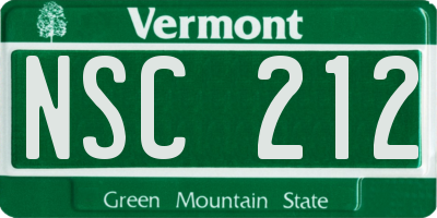 VT license plate NSC212