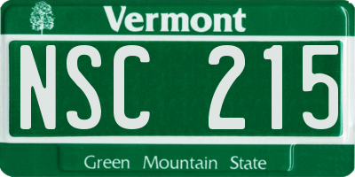 VT license plate NSC215