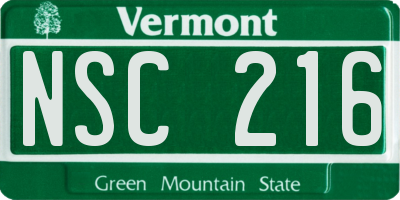 VT license plate NSC216