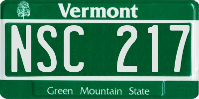 VT license plate NSC217
