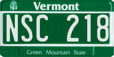 VT license plate NSC218