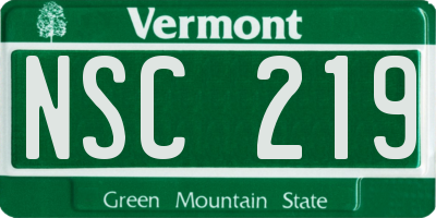 VT license plate NSC219