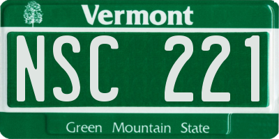 VT license plate NSC221