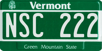 VT license plate NSC222