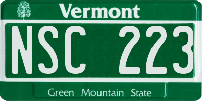 VT license plate NSC223