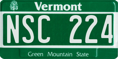 VT license plate NSC224