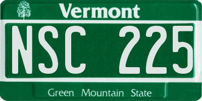 VT license plate NSC225