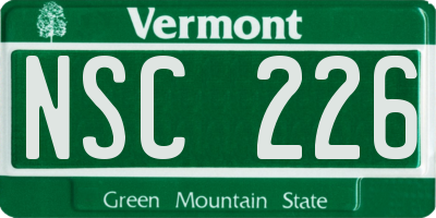 VT license plate NSC226