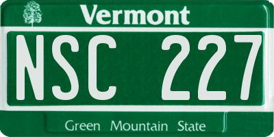 VT license plate NSC227