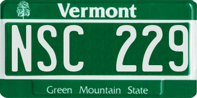 VT license plate NSC229