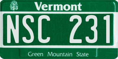 VT license plate NSC231