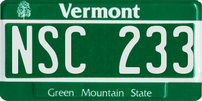 VT license plate NSC233