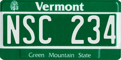 VT license plate NSC234