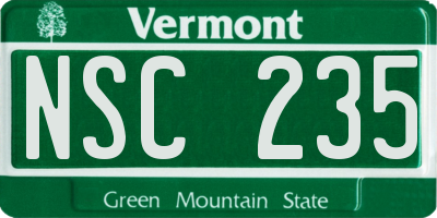 VT license plate NSC235