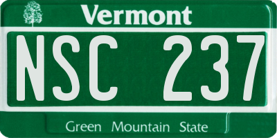 VT license plate NSC237
