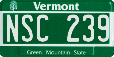 VT license plate NSC239