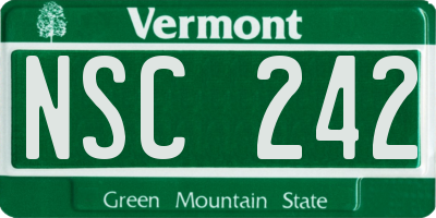 VT license plate NSC242