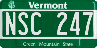 VT license plate NSC247