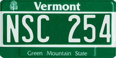 VT license plate NSC254