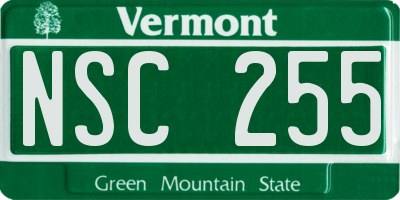 VT license plate NSC255