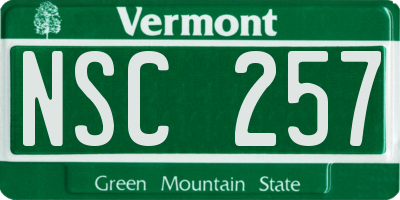 VT license plate NSC257