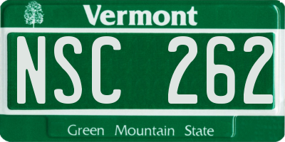 VT license plate NSC262