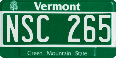 VT license plate NSC265