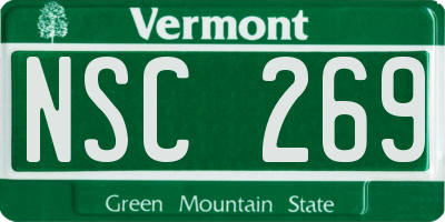VT license plate NSC269