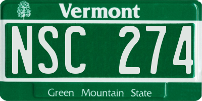 VT license plate NSC274