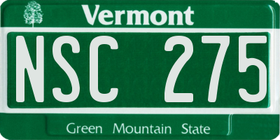 VT license plate NSC275