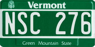 VT license plate NSC276
