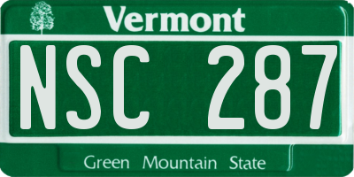 VT license plate NSC287
