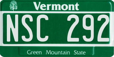 VT license plate NSC292