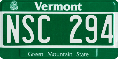 VT license plate NSC294