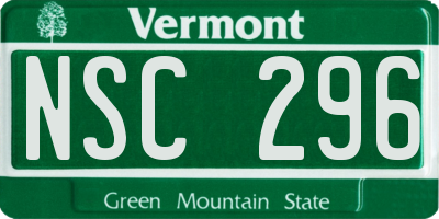 VT license plate NSC296