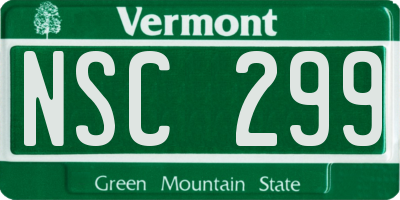VT license plate NSC299