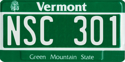 VT license plate NSC301