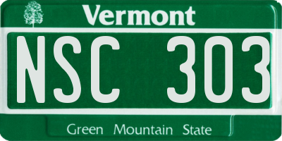 VT license plate NSC303