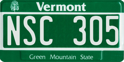 VT license plate NSC305