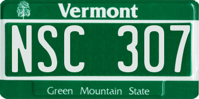 VT license plate NSC307