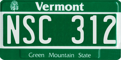 VT license plate NSC312