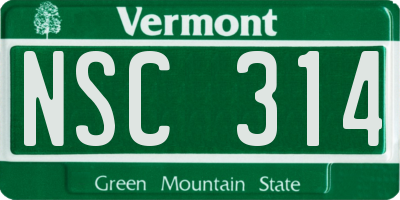 VT license plate NSC314