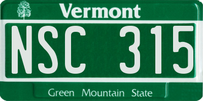 VT license plate NSC315