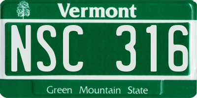 VT license plate NSC316