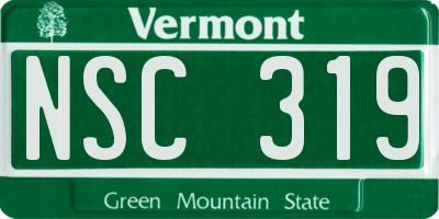 VT license plate NSC319